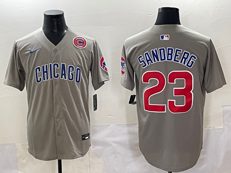 Men Chicago Cubs #23 Sandberg grey MLB Nike 2025 Jersey style 005->chicago cubs->MLB Jersey